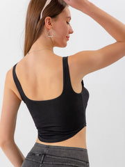 Seam Detail Cropped Denim Tank 