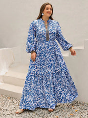 Plus Size Floral Print Bohemian Maxi Dress 