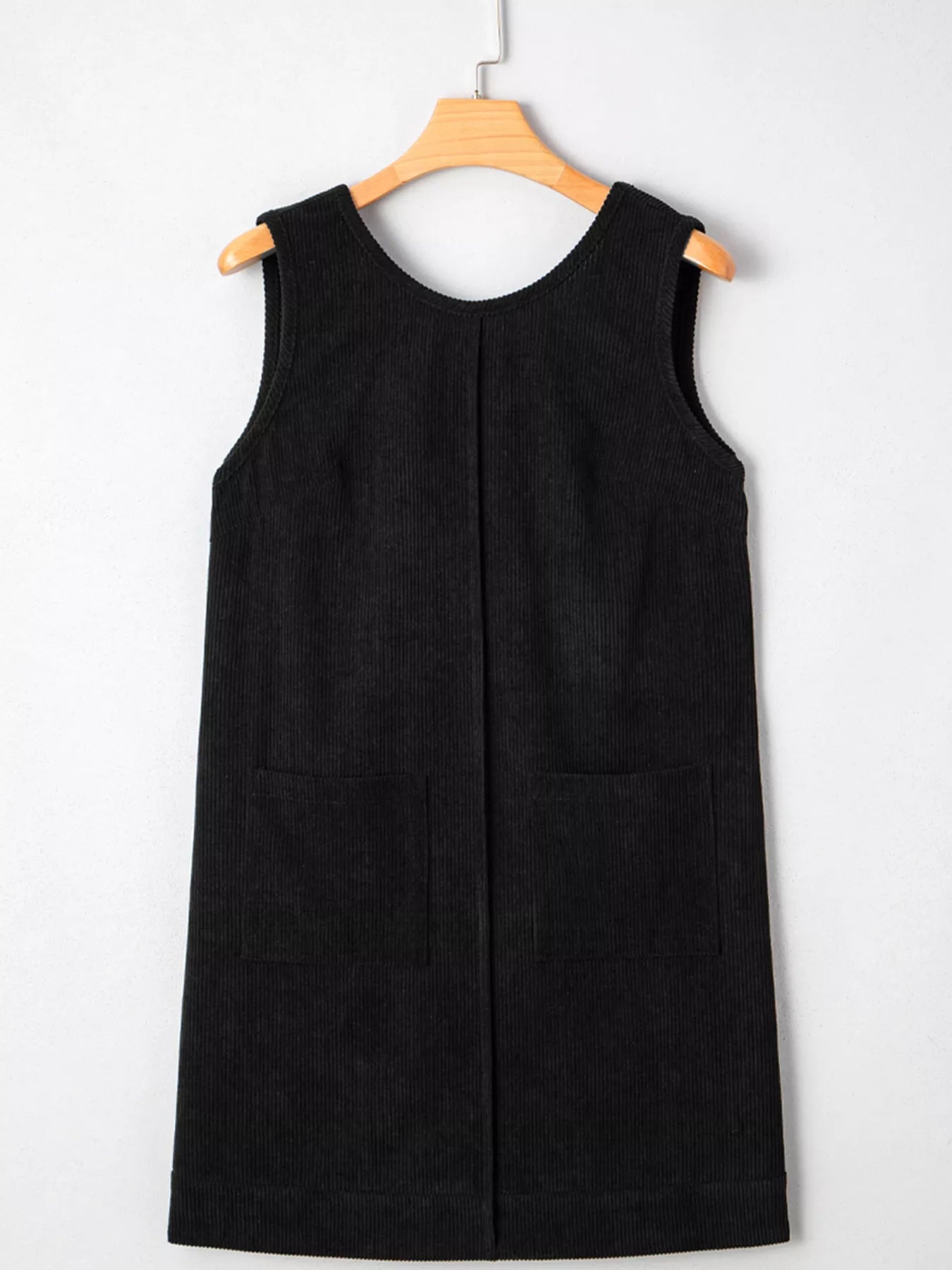 Corduroy Sleeveless Mini Dress with Patched Pockets 