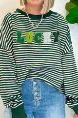 LUCKY Striped Round Neck Long Sleeve Sweatshirt 