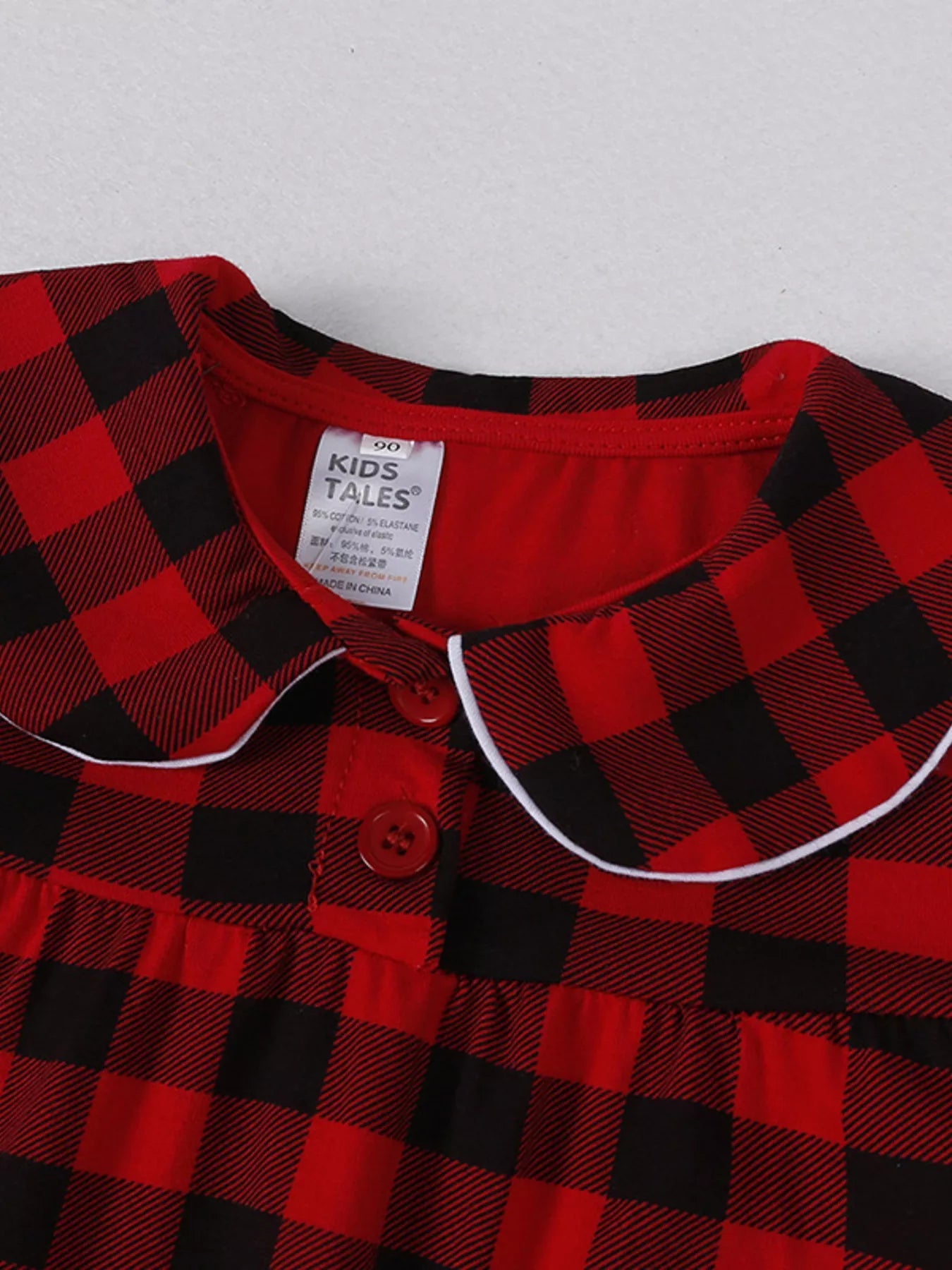 Children's Plaid Ruffle Hem Long Sleeve Dress 