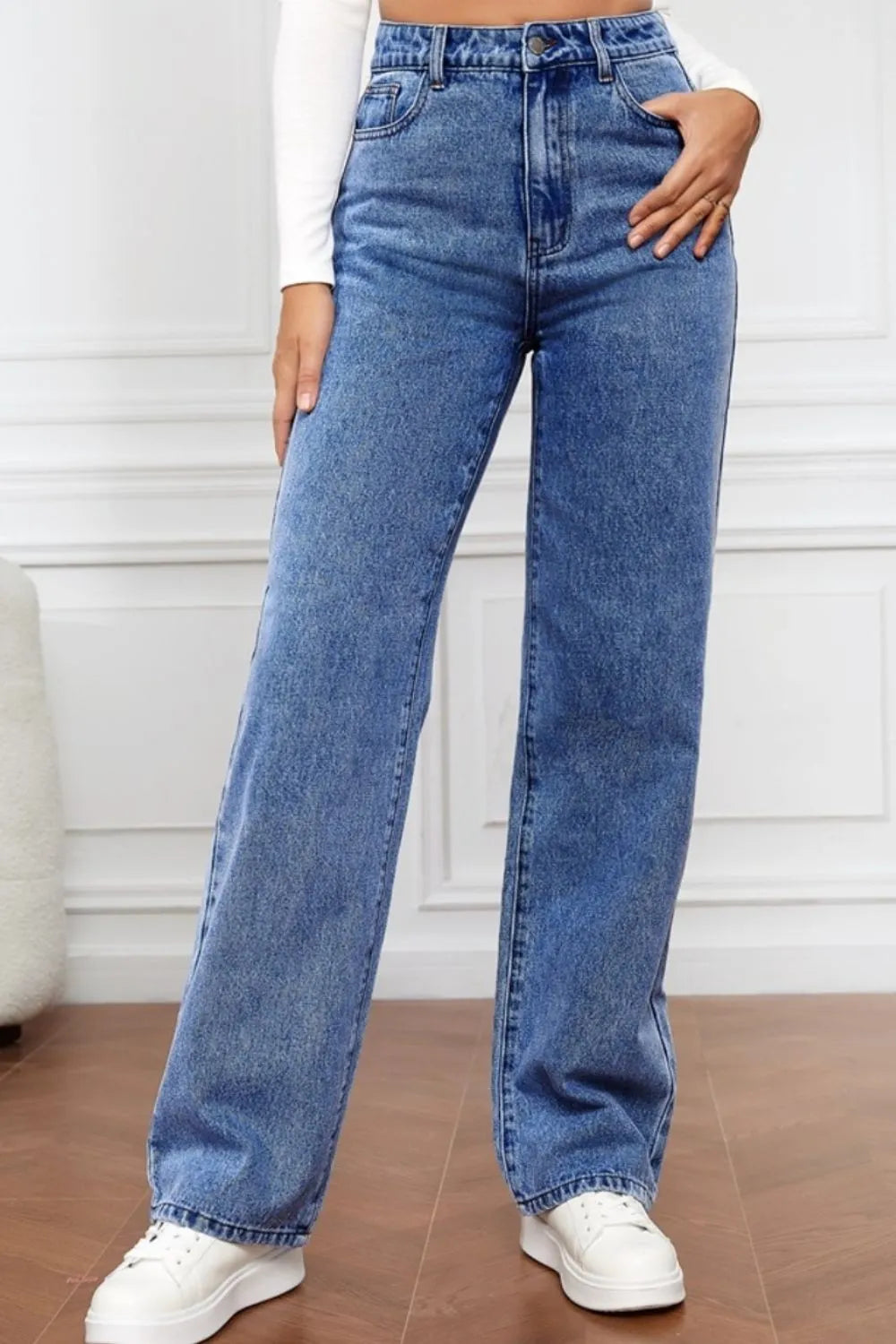 High Waist Straight Jeans 