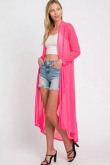 Zenana Mesh Open Front Cardigan 