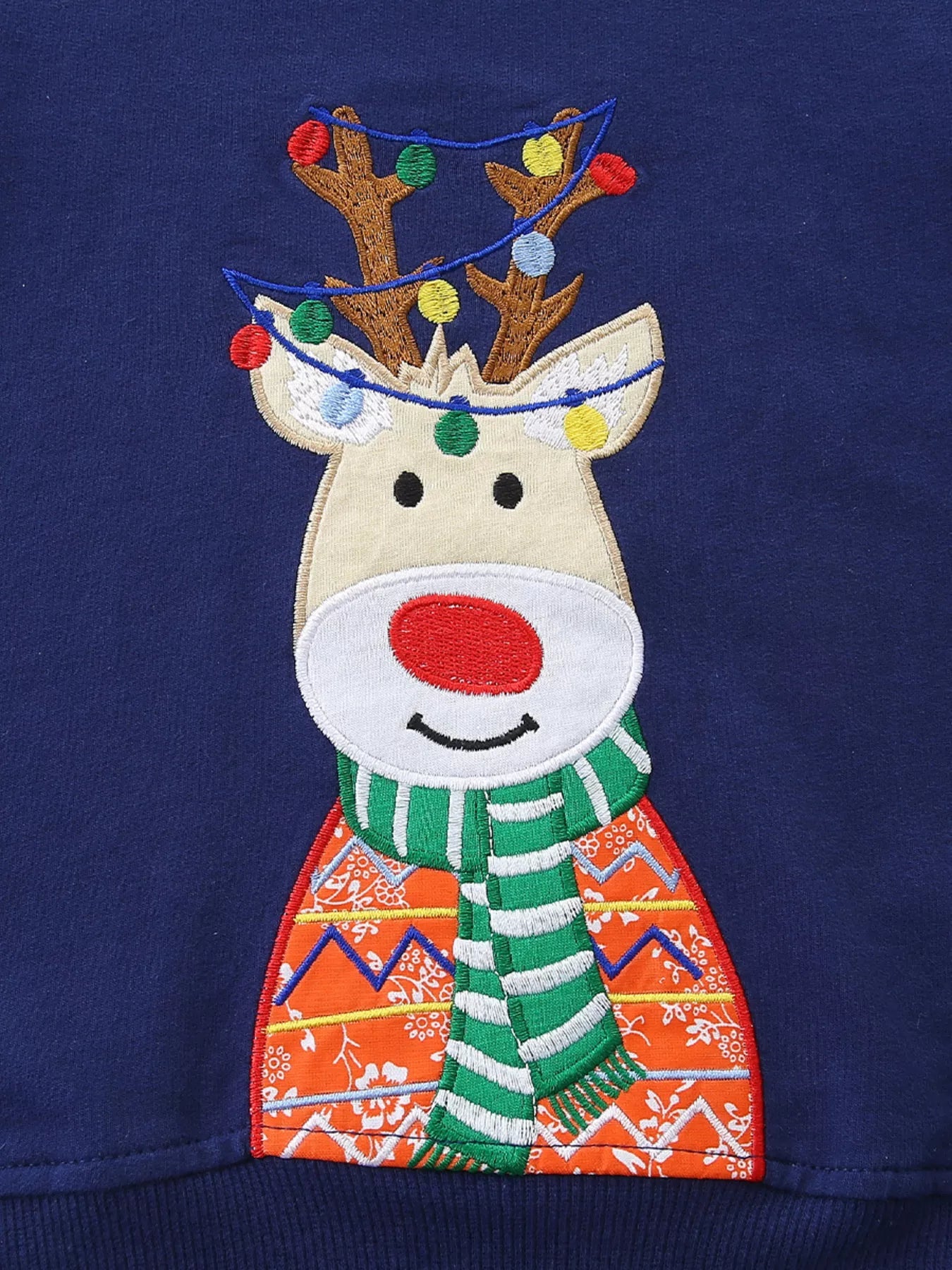 Children's Reindeer Embroidered Christmas Outfit Set 