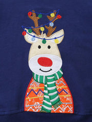 Children's Reindeer Embroidered Christmas Outfit Set 