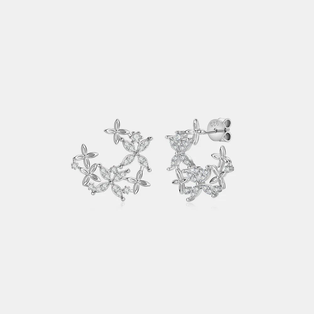 925 Sterling Silver Moissanite Lucky Clover Earrings 