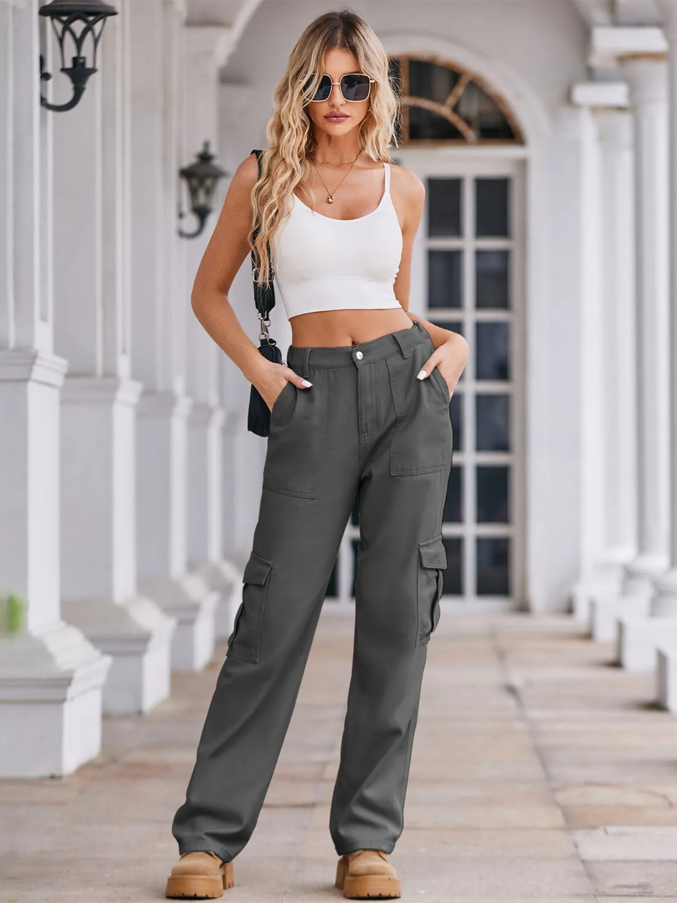 High-Waisted Cargo Jeans 