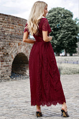 Scalloped Trim Lace Plunge Dress 