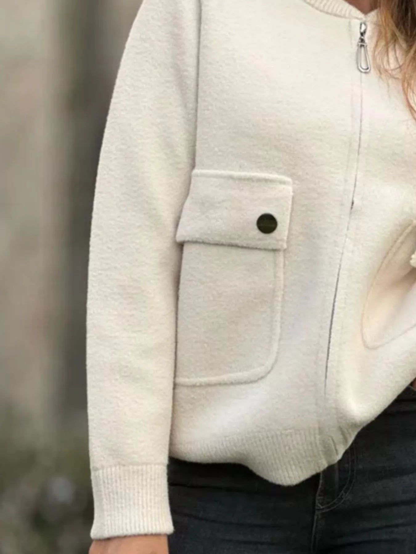 Full Size Zip-Up Long Sleeve Outerwear Plus Size 