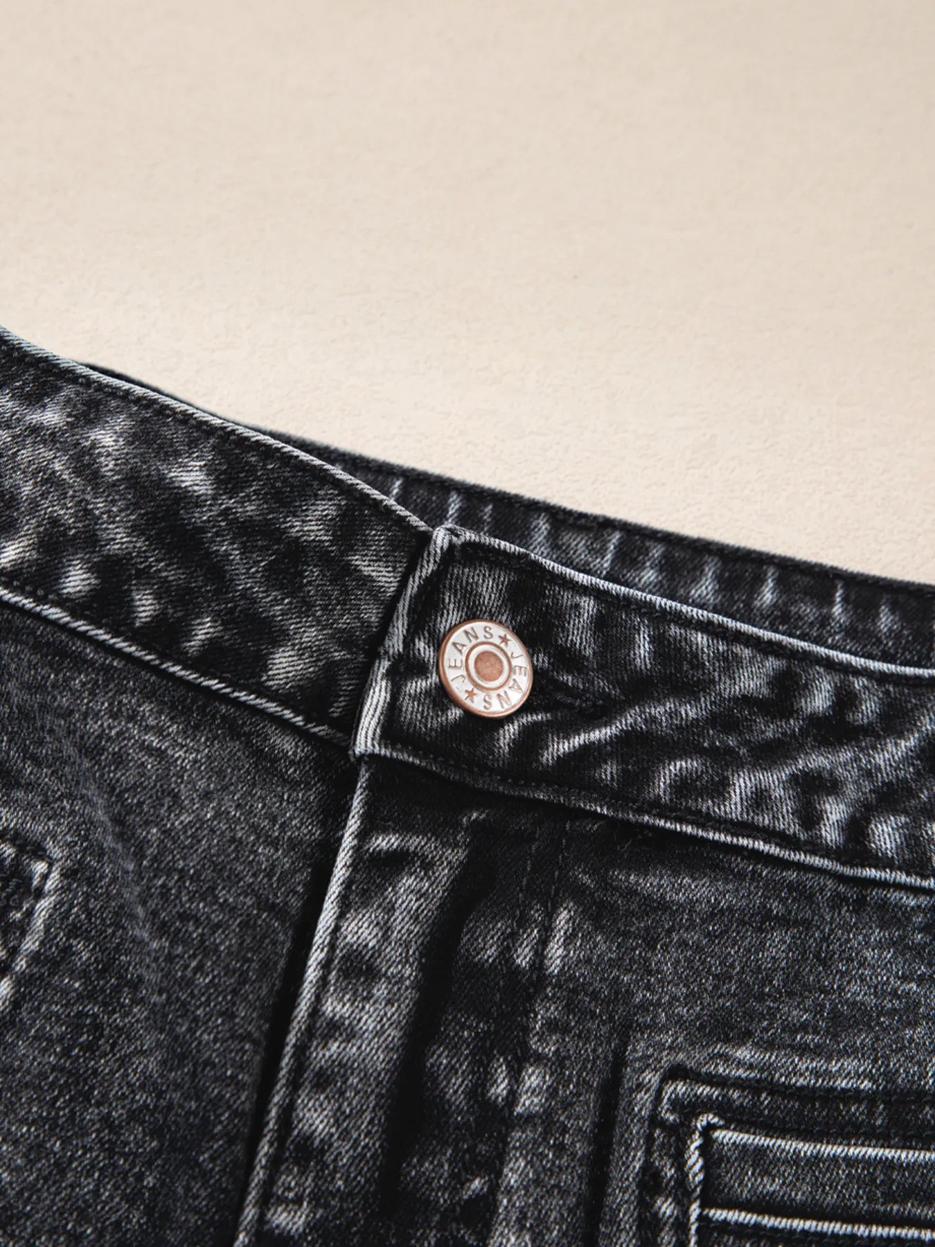 High-Waisted Wide Leg Washed Jeans 