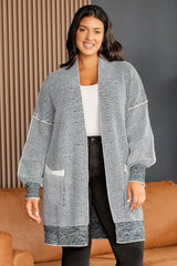 Plus Size Open Front Longline Cardigan 