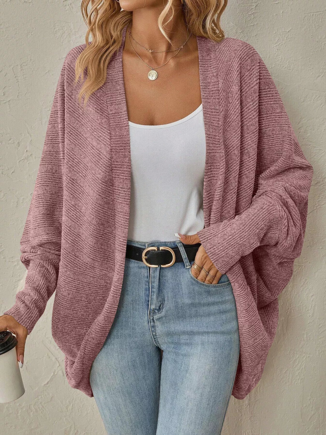 Cozy Oversized Open Front Knit Cardigan 