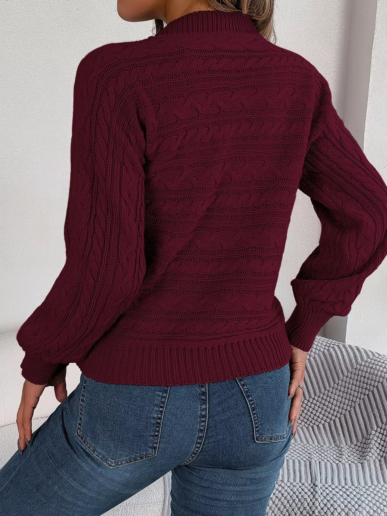 Cable-Knit Cutout Round Neck Sweater 