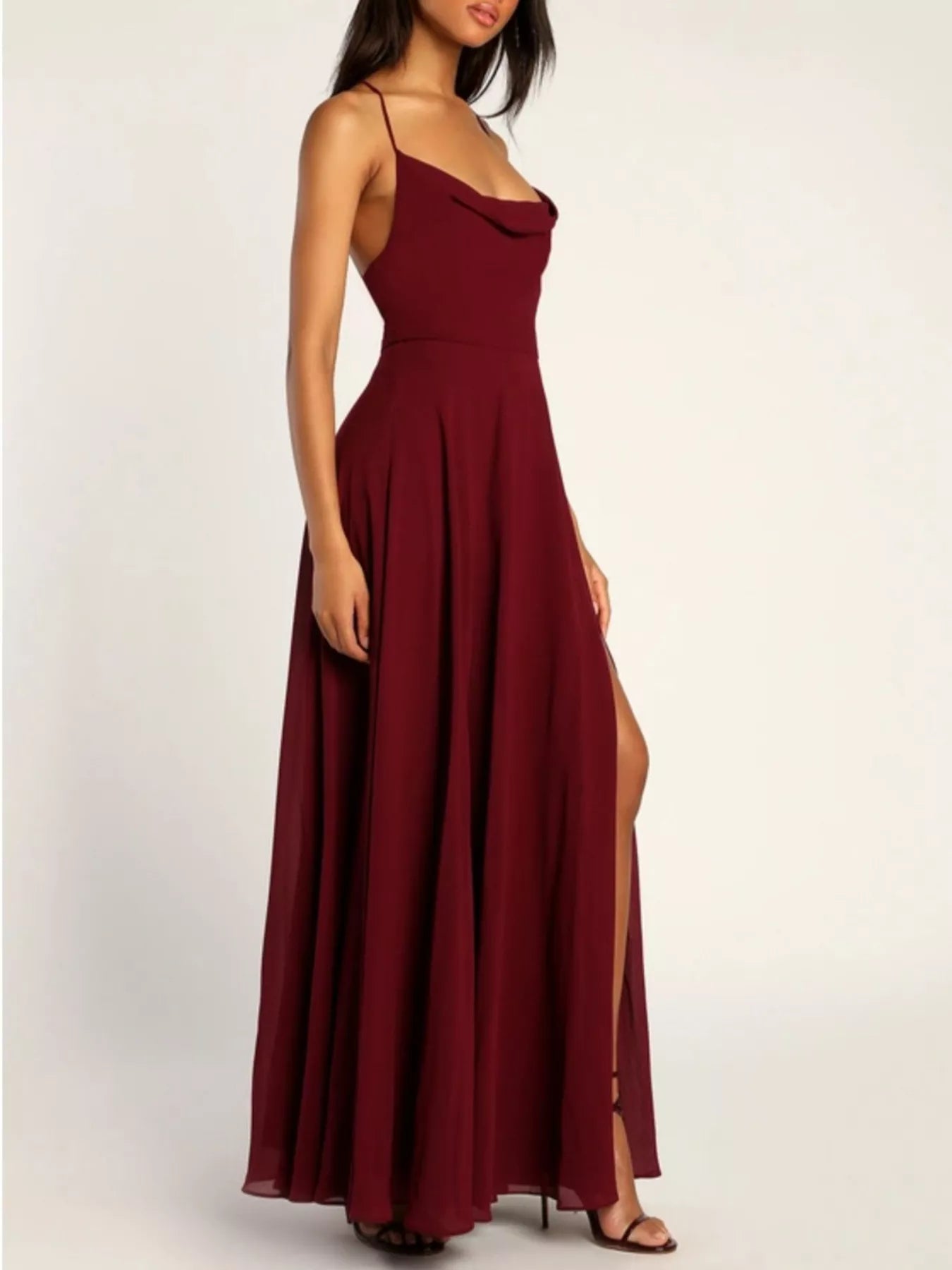 Slit Cowl Neck Maxi Dress 