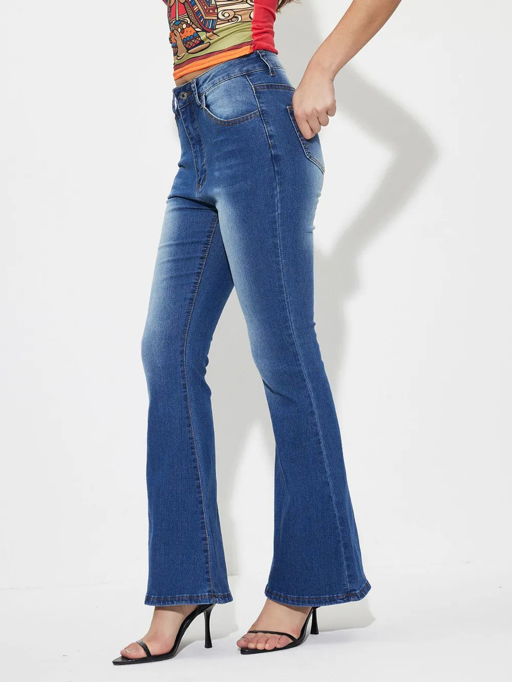 Mid-Rise Waist Bootcut Jeans 