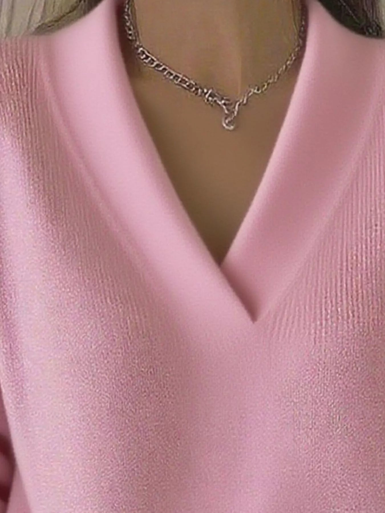 Full Size V-Neck Long Sleeve Sweater Plus Size 
