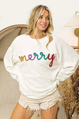 BiBi Merry Tinsel Lettering Drop Shoulder Sweatshirt 