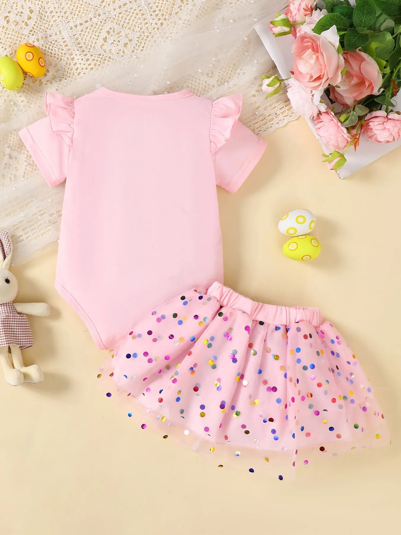 Children's Ruffled Graphic Bodysuit and Skirt Set 