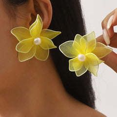 Flower Pearl Stud Earrings 