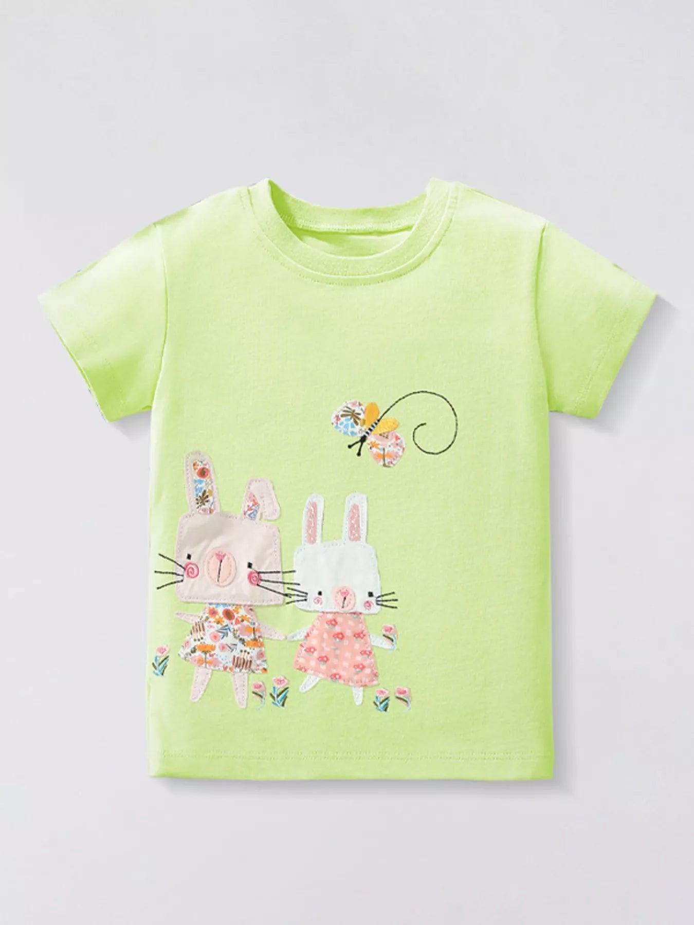 Children's Bunny Applique Short Sleeve T-Shirt 