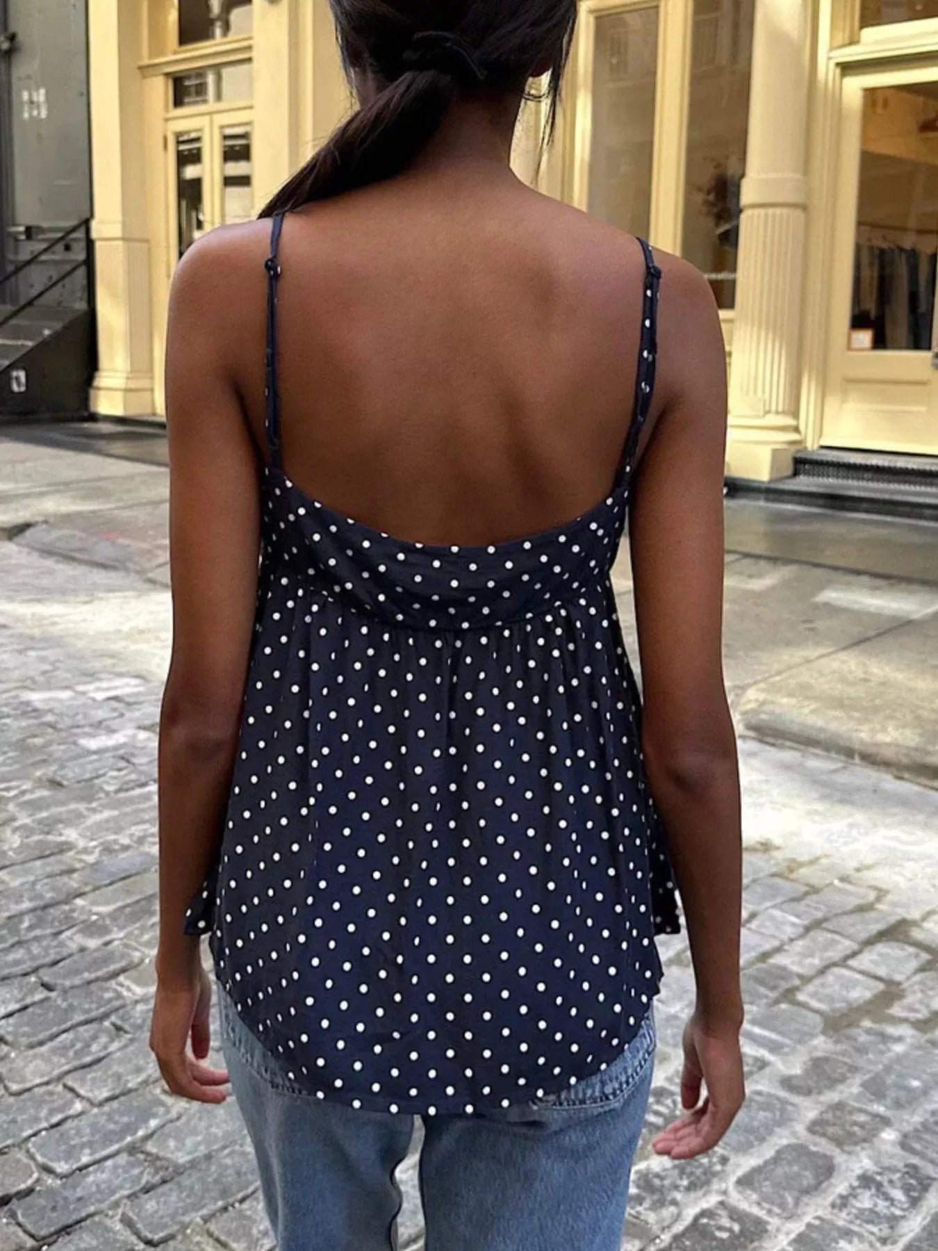 Polka Dot V-Neck Flowy Cami 