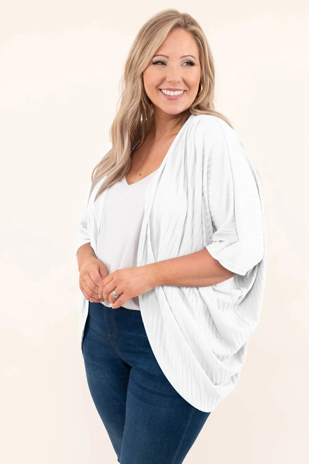 Plus Size Ribbed Cocoon Cover Up 