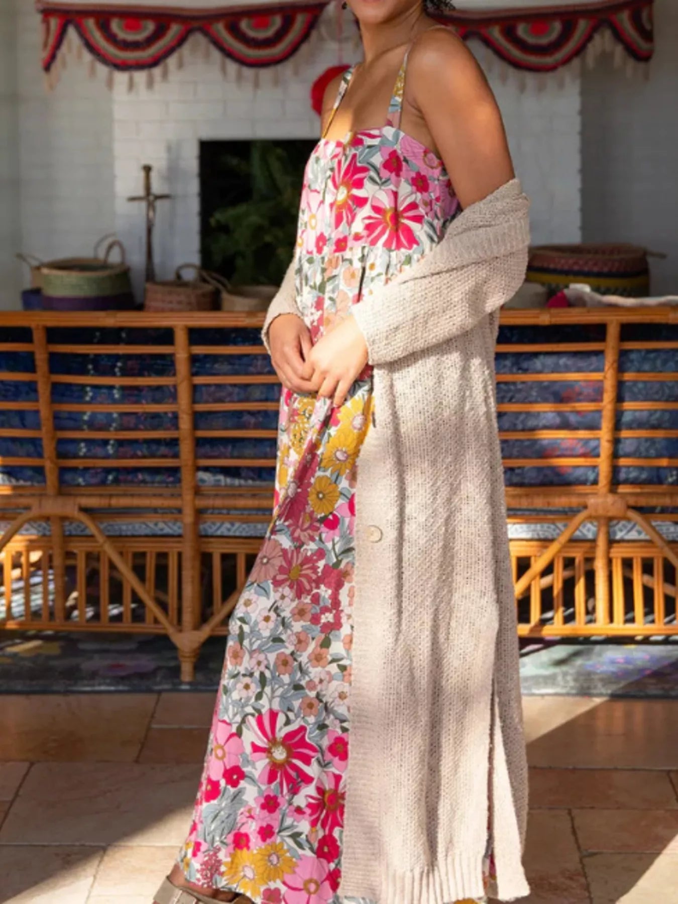 Full Size Square Neck Cami Dress with Side Slit Plus Size 