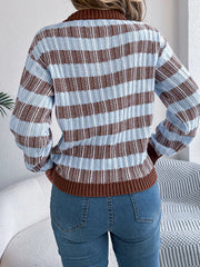 Striped Round Neck Long Sleeve Sweater 