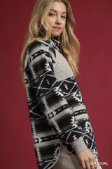 Umgee Aztec Print Sherpa Pullover 