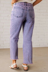 Washed Raw Hem Cropped Jeans 