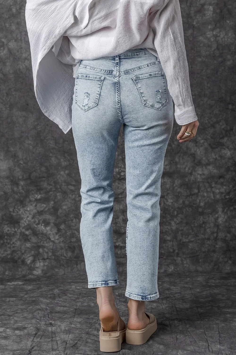 Distressed High Waist Jeans 