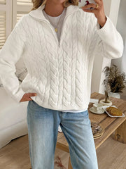 Zip Collar Cable-Knit Sweater 