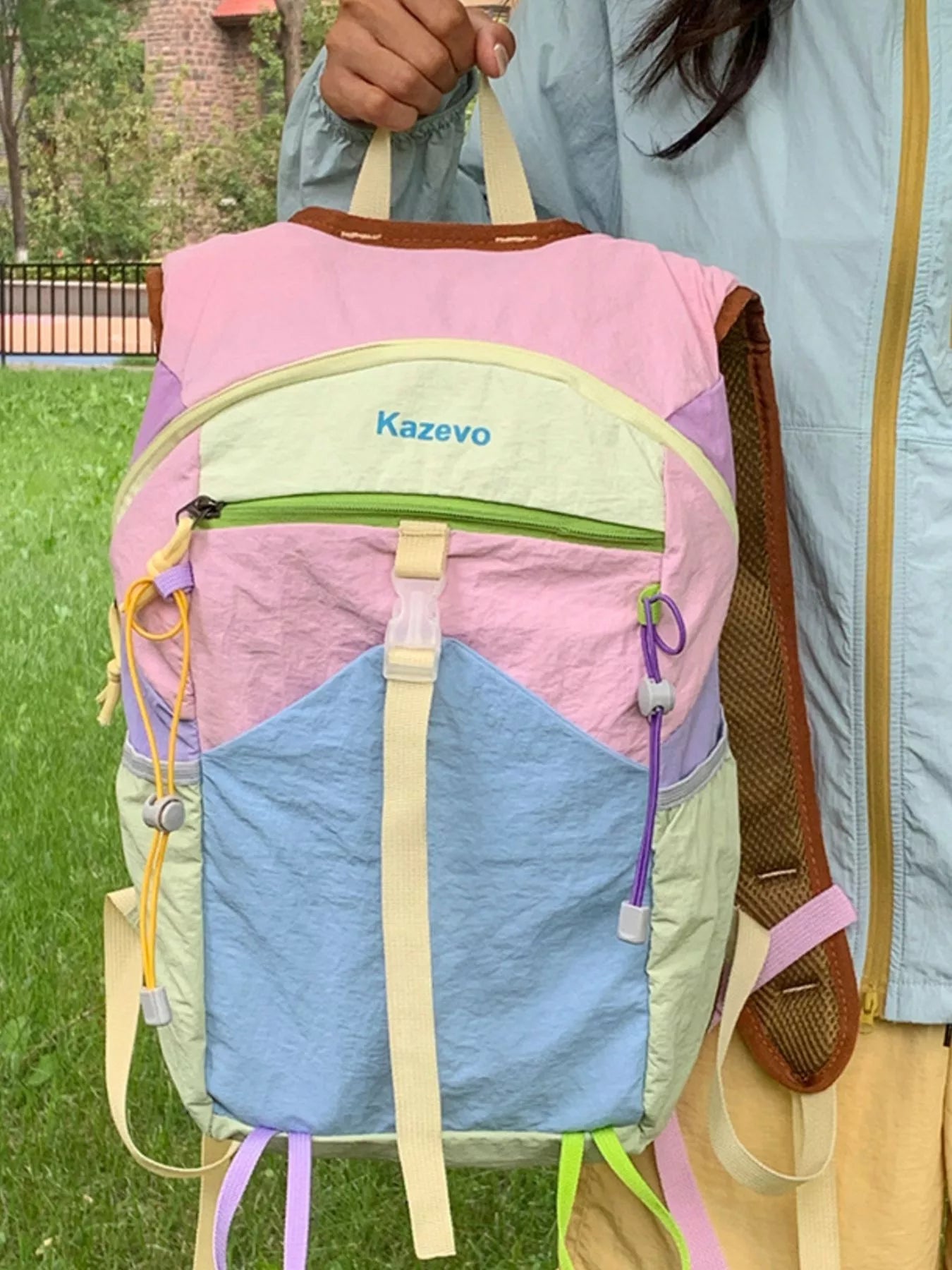 Lightweight Color Block Backpack Bag 