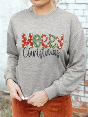 Merry Christmas Festive Letter Print Drop Shoulder Sweatshirt 
