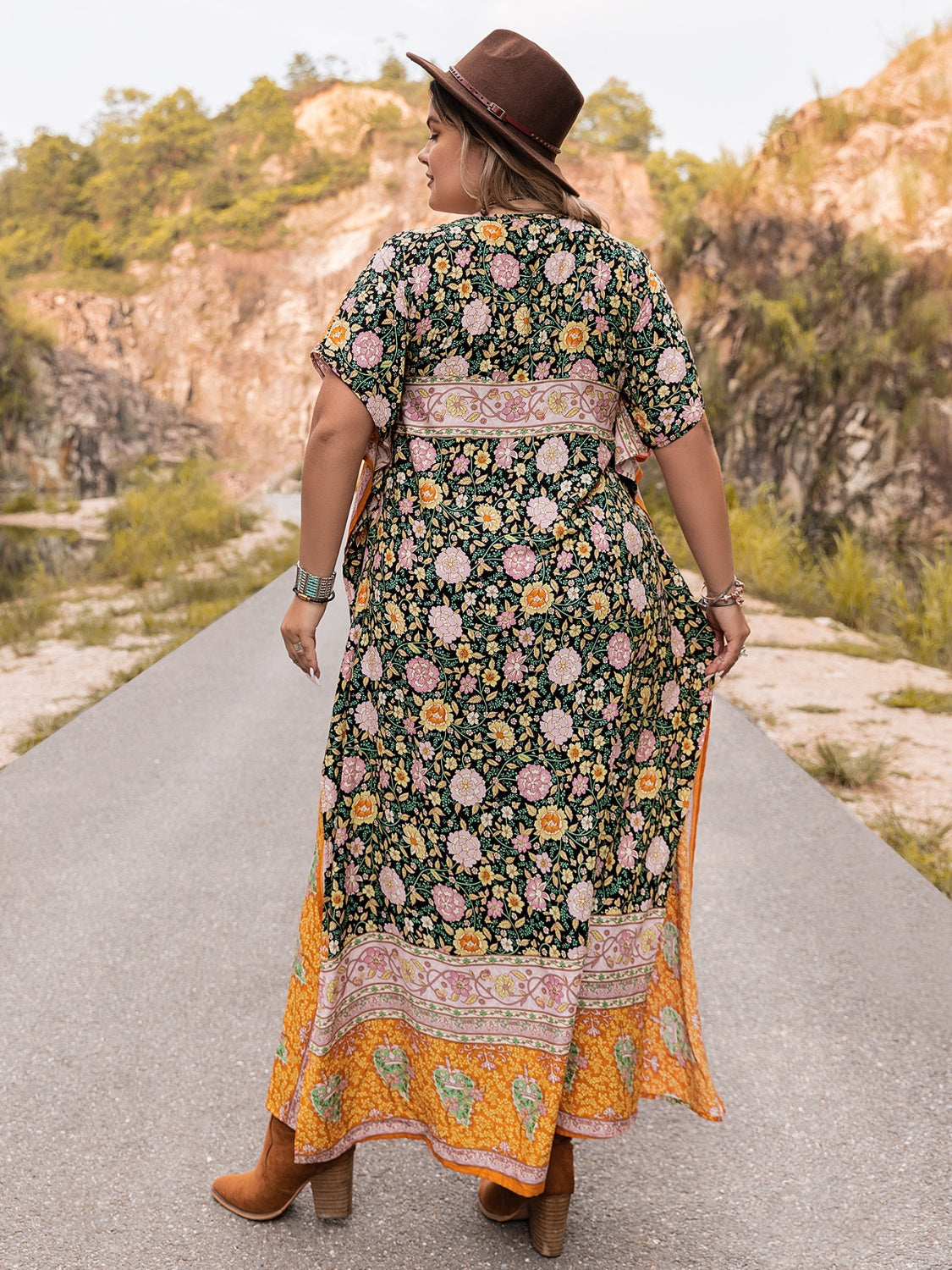 Plus Size Tie Neck Maxi Dress 