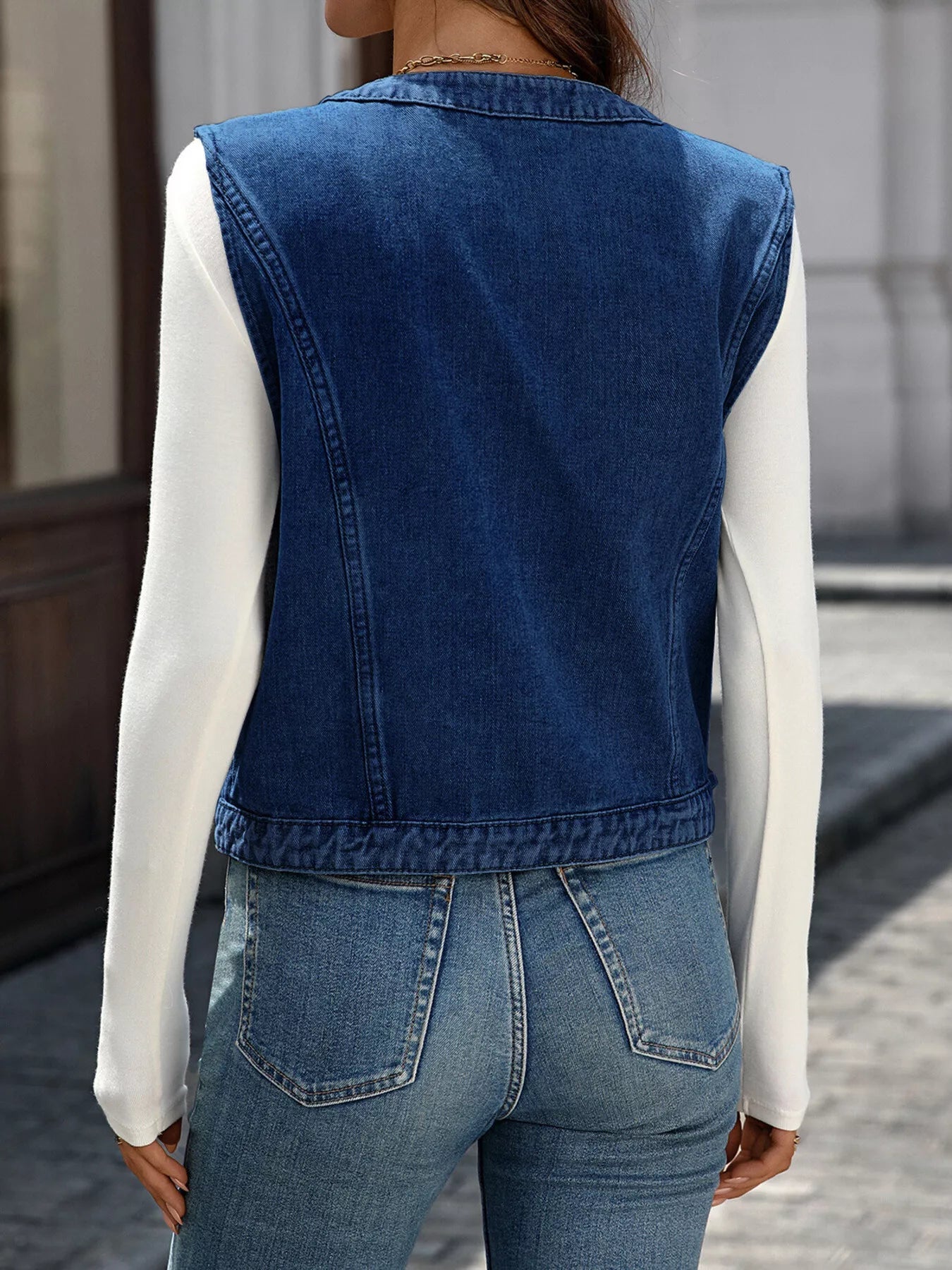 Button-Down Denim Vest 