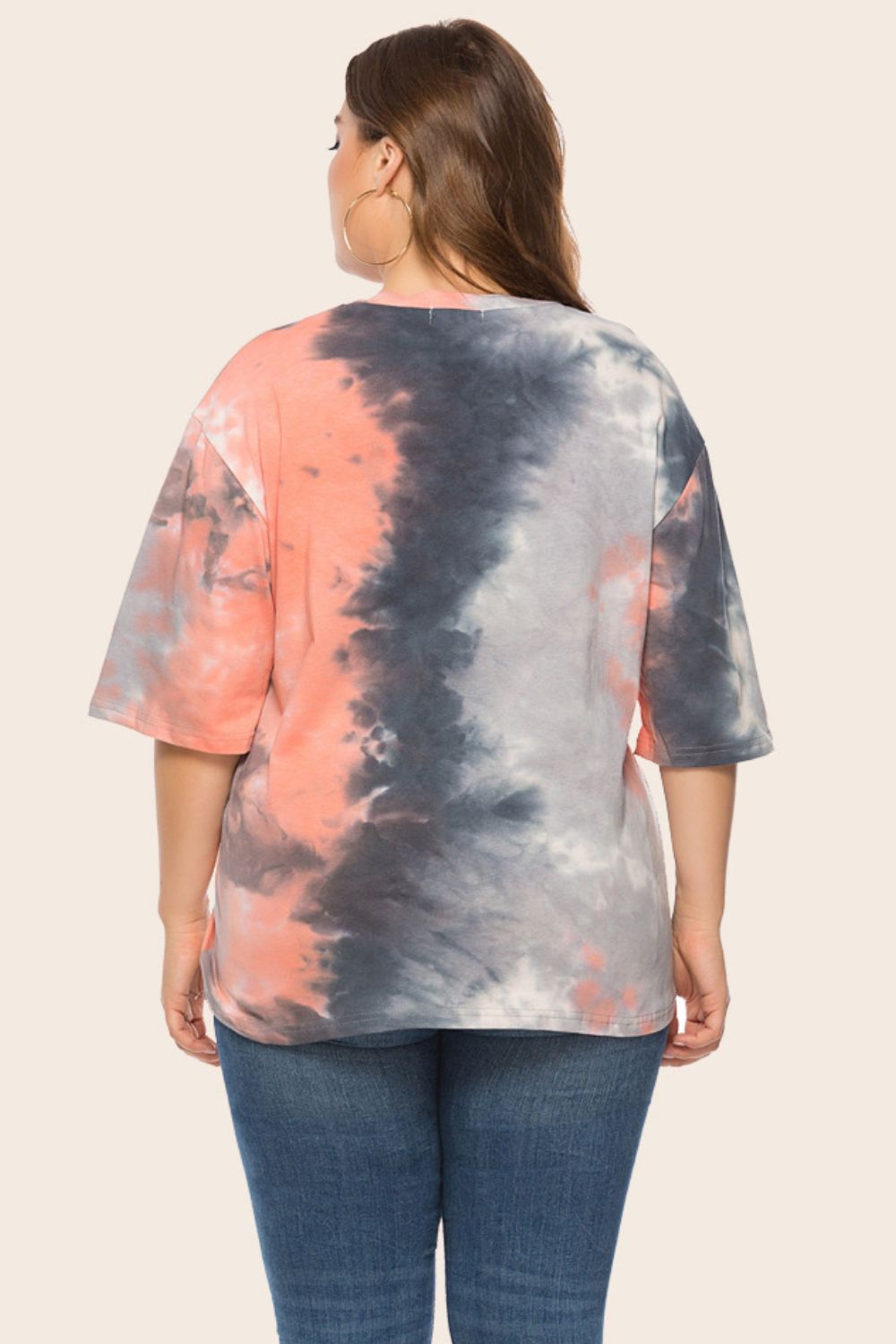 Plus Size Tie-Dye Half Sleeve Tee Shirt 