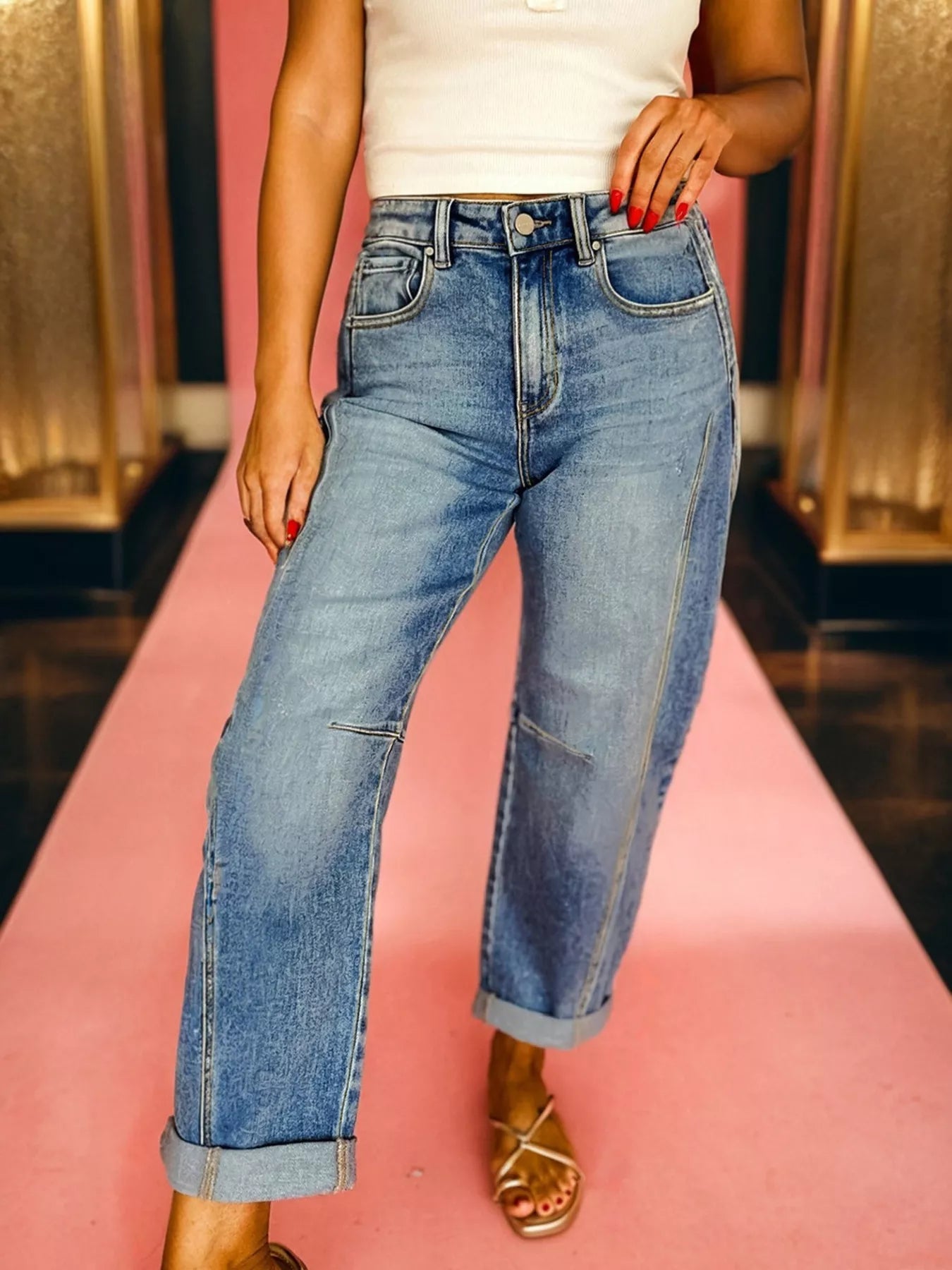 Vintage Washed Seam Detail Shift Jeans 