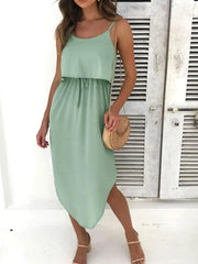 Tied Side Slit Midi Cami Dress 