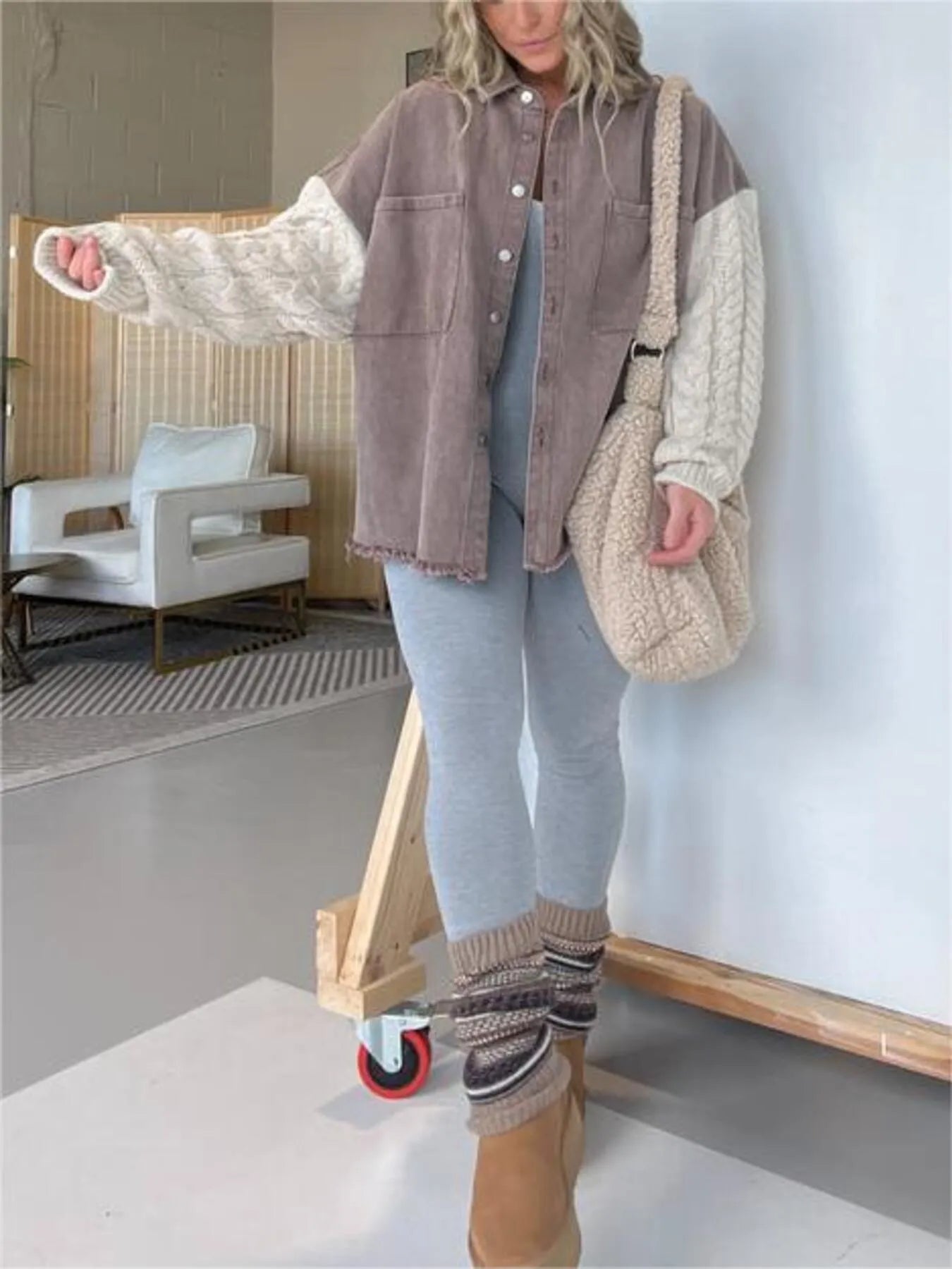 Full Size Raw Hem Button Up Patchwork Denim Jacket Plus Size 