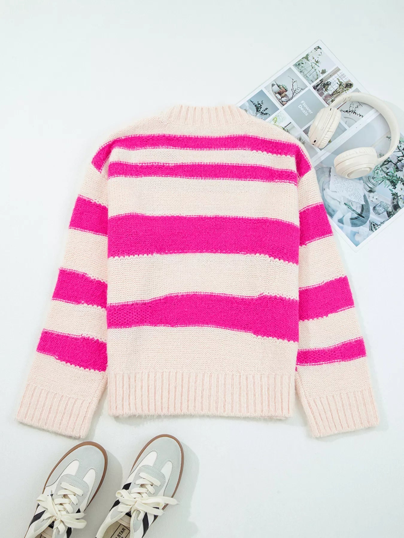 Sequin Letter Graphic Colorblock Loose Sweater 