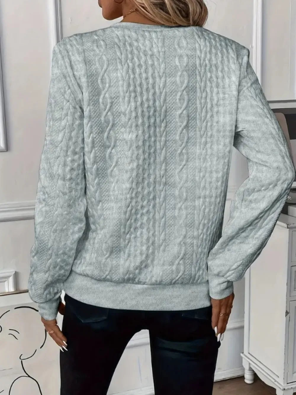 Texture Half Zip Long Sleeve Sweatshirt 