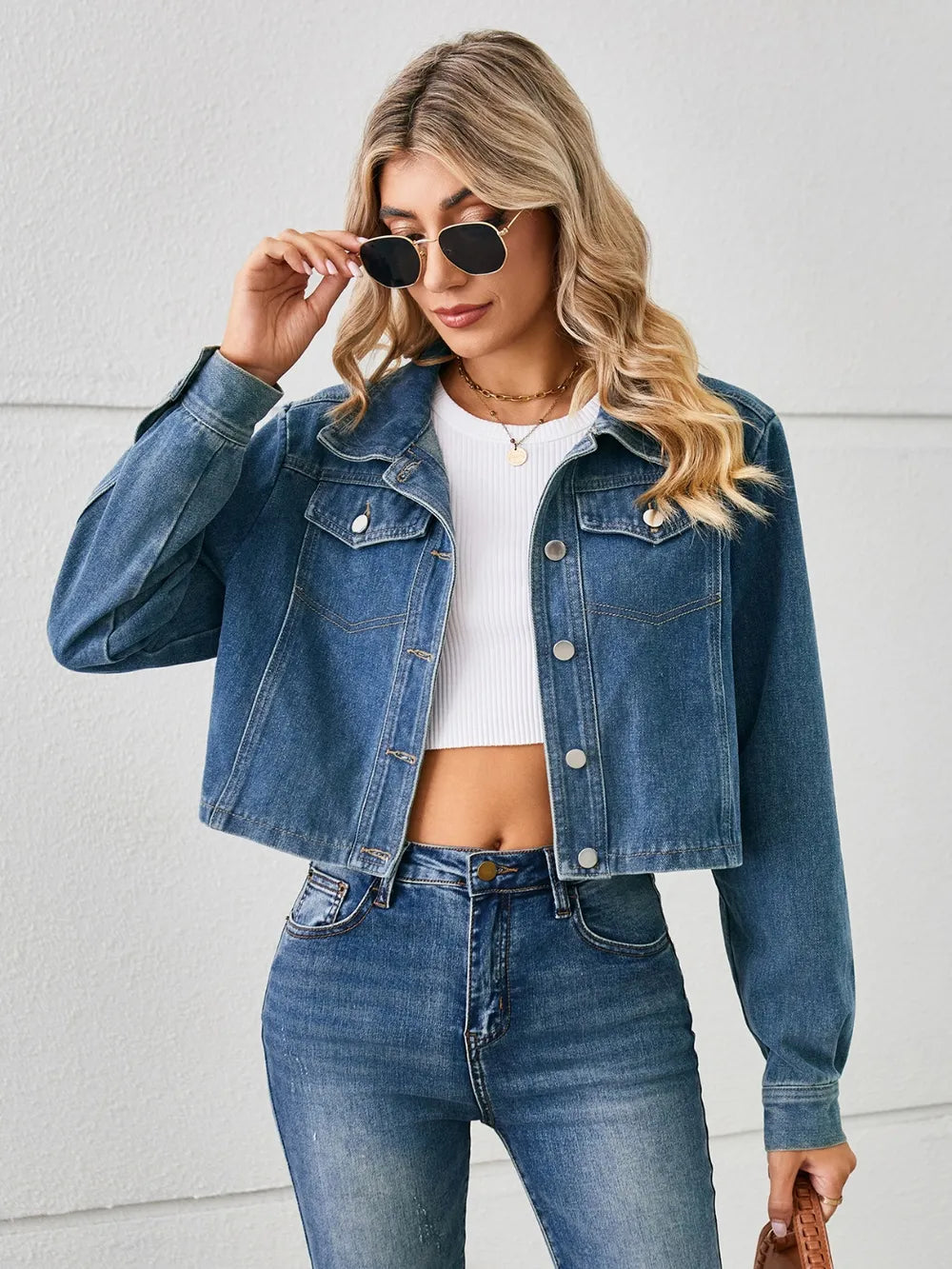 Button Up Long Sleeve Denim Jacket 