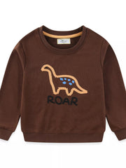 Children's Dinosaur Embroidered Crew Neck Sweatshirt 