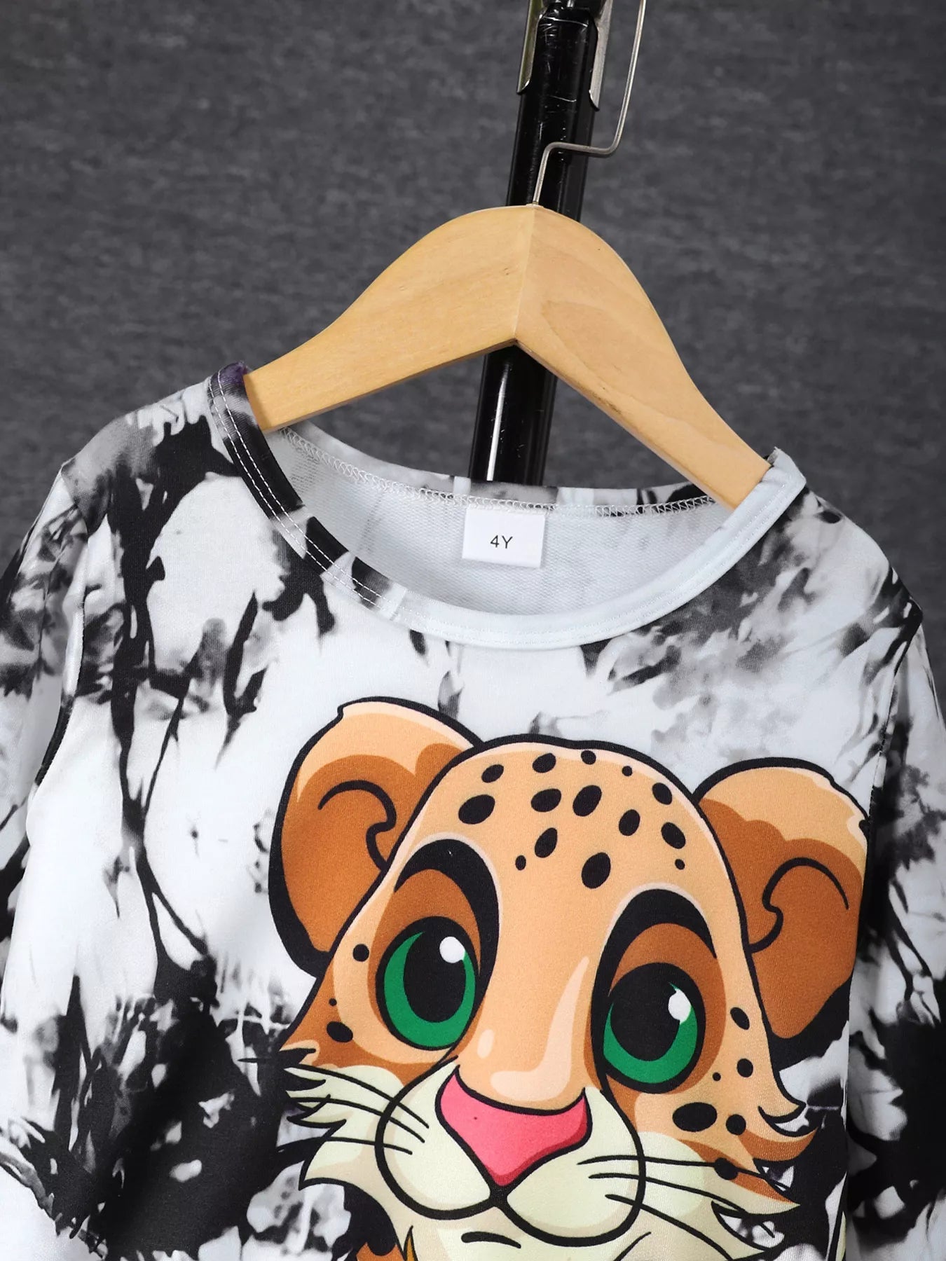 Children's Cheetah Tie-Dye Top and Pants Set 