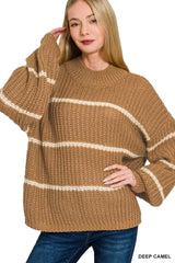Zenana Oversize Striped Sweater 