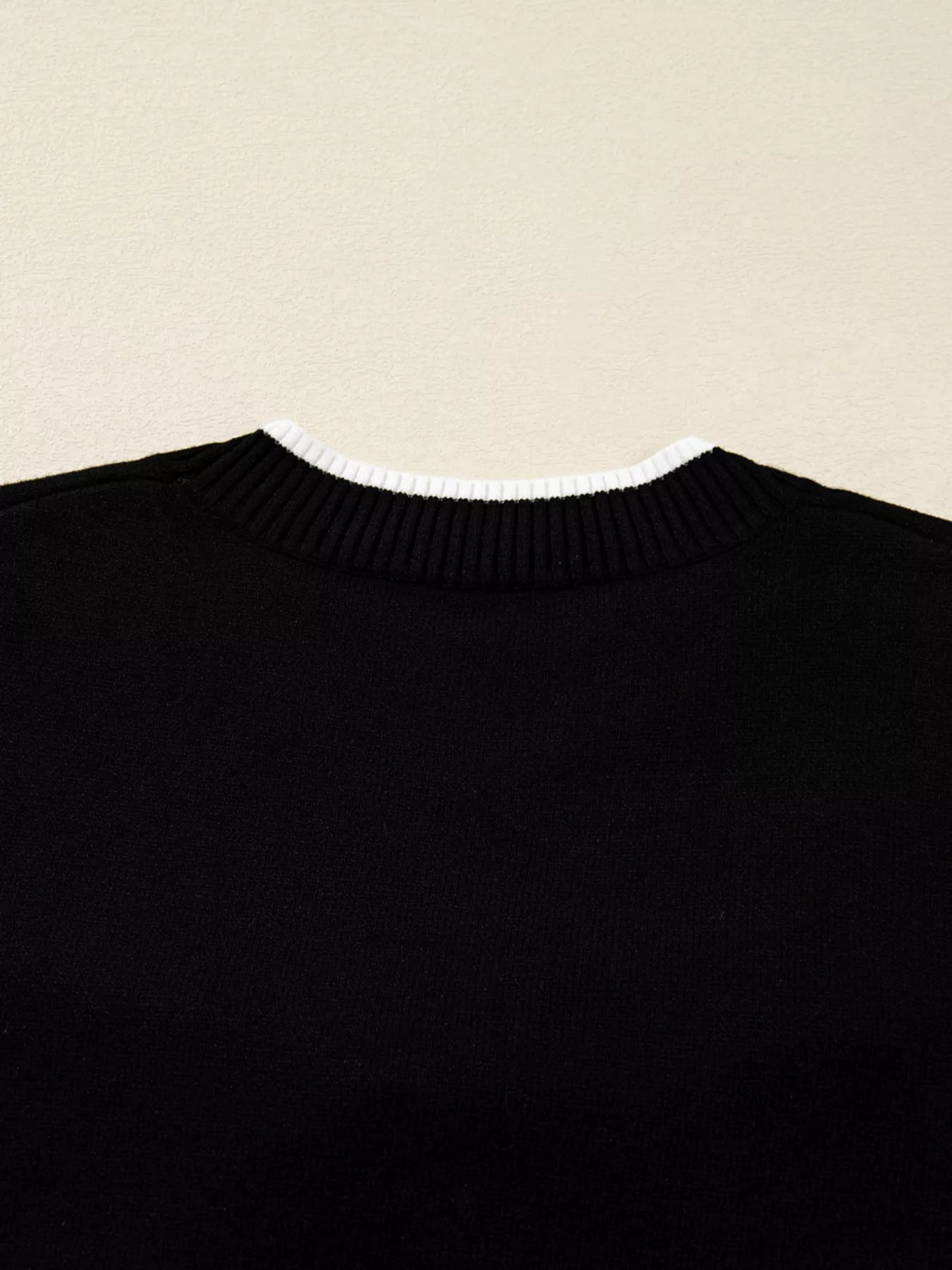 Contrast Trim Bow Accent Holiday Cropped Sweater 