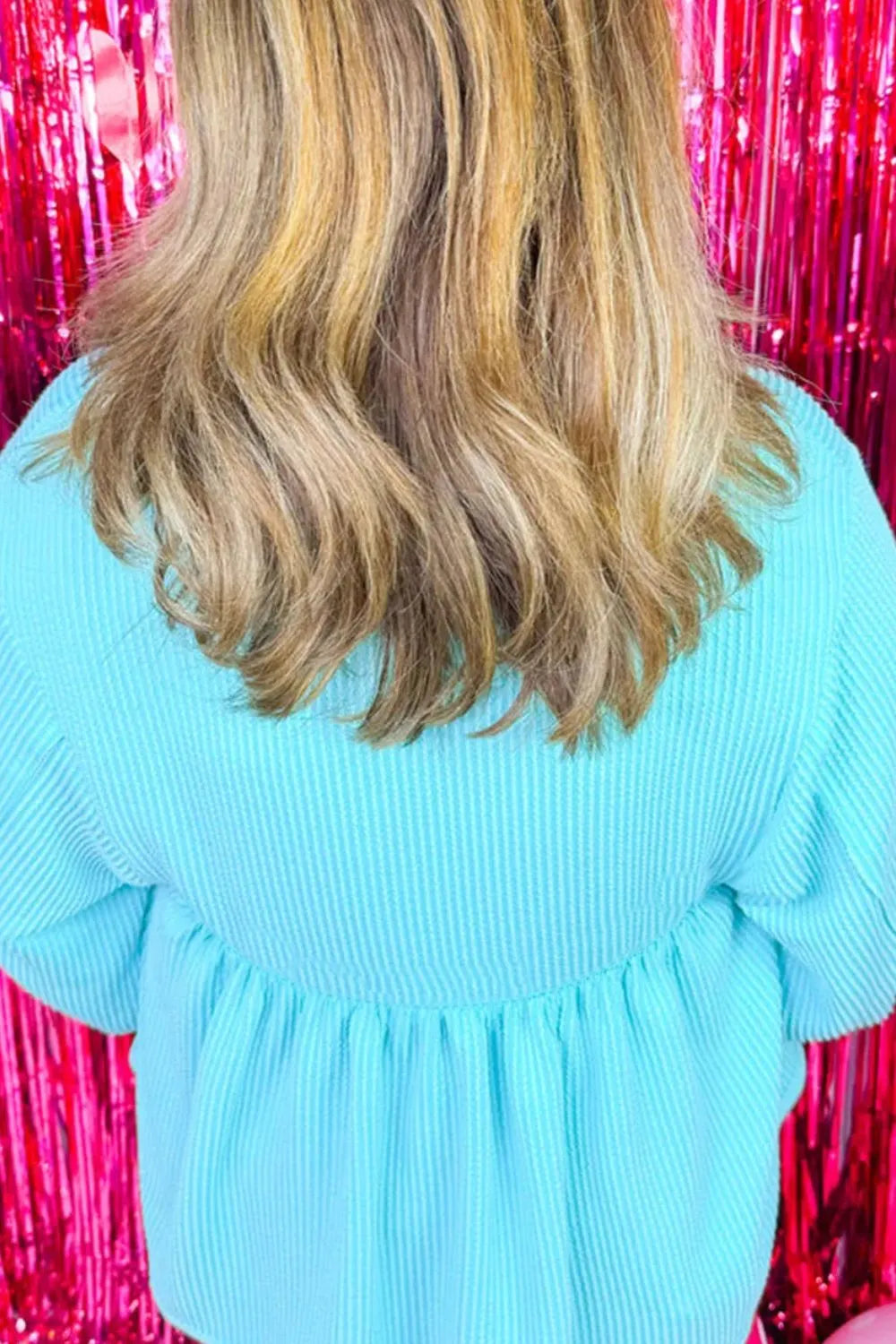 Plus Size Textured Peplum Long Sleeve Blouse 