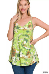 Zenana Tie Dye Front & Back Reversible Spaghetti Cami 