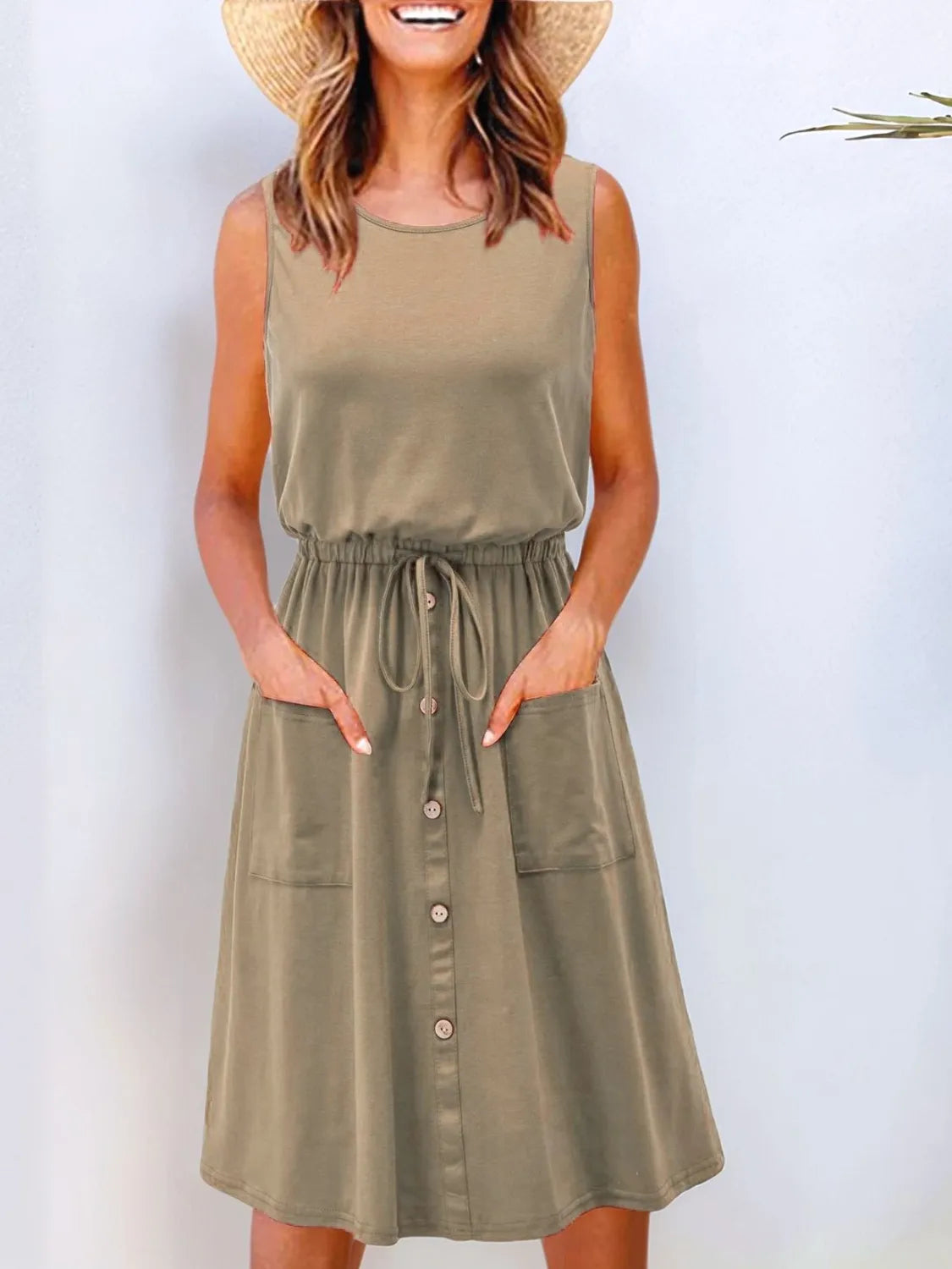 Full Size Round Neck Sleeveless Tank Dress Plus Size 